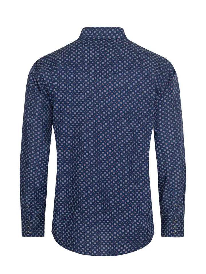 Men's Long Sleeve Pearl Snap Shirt-Blue