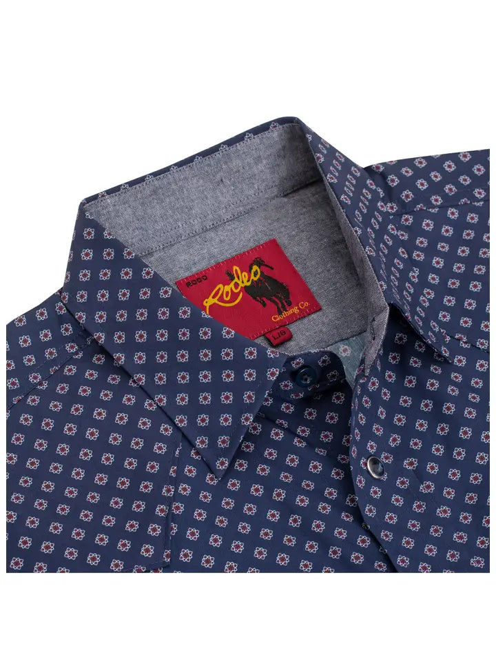 Men's Long Sleeve Pearl Snap Shirt-Blue