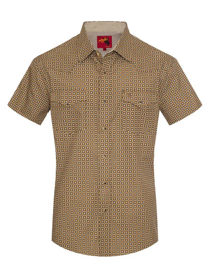 Men's Short Sleeve Pearl Snap Shirt-Brown