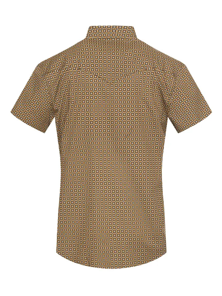 Men's Short Sleeve Pearl Snap Shirt-Brown