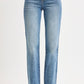 Ladies Tummy Control High Rise Straight Legged Jeans-Medium Wash