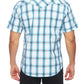 Men's Blue/Grey/White Plaid Short Sleeve Pearl Snap Shirt