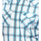 Men's Blue/Grey/White Plaid Short Sleeve Pearl Snap Shirt