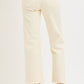Ladies High Rise Ankle Straight Textured Stretchy Pants-Ivory