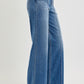 Ladies Tummy Control High Rise Ankle Wide Front Pintuck Jeans by Risen Jeans-Medium