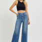 Ladies Tummy Control High Rise Ankle Wide Front Pintuck Jeans by Risen Jeans-Medium