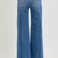Ladies Tummy Control High Rise Ankle Wide Front Pintuck Jeans by Risen Jeans-Medium