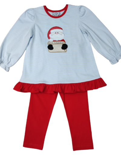 Girls Santa's List Ruffled Top w/Leggings by Three Sisters