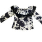 Girls Cow Print Off Shoulder w/Fringe Top by Shea Baby