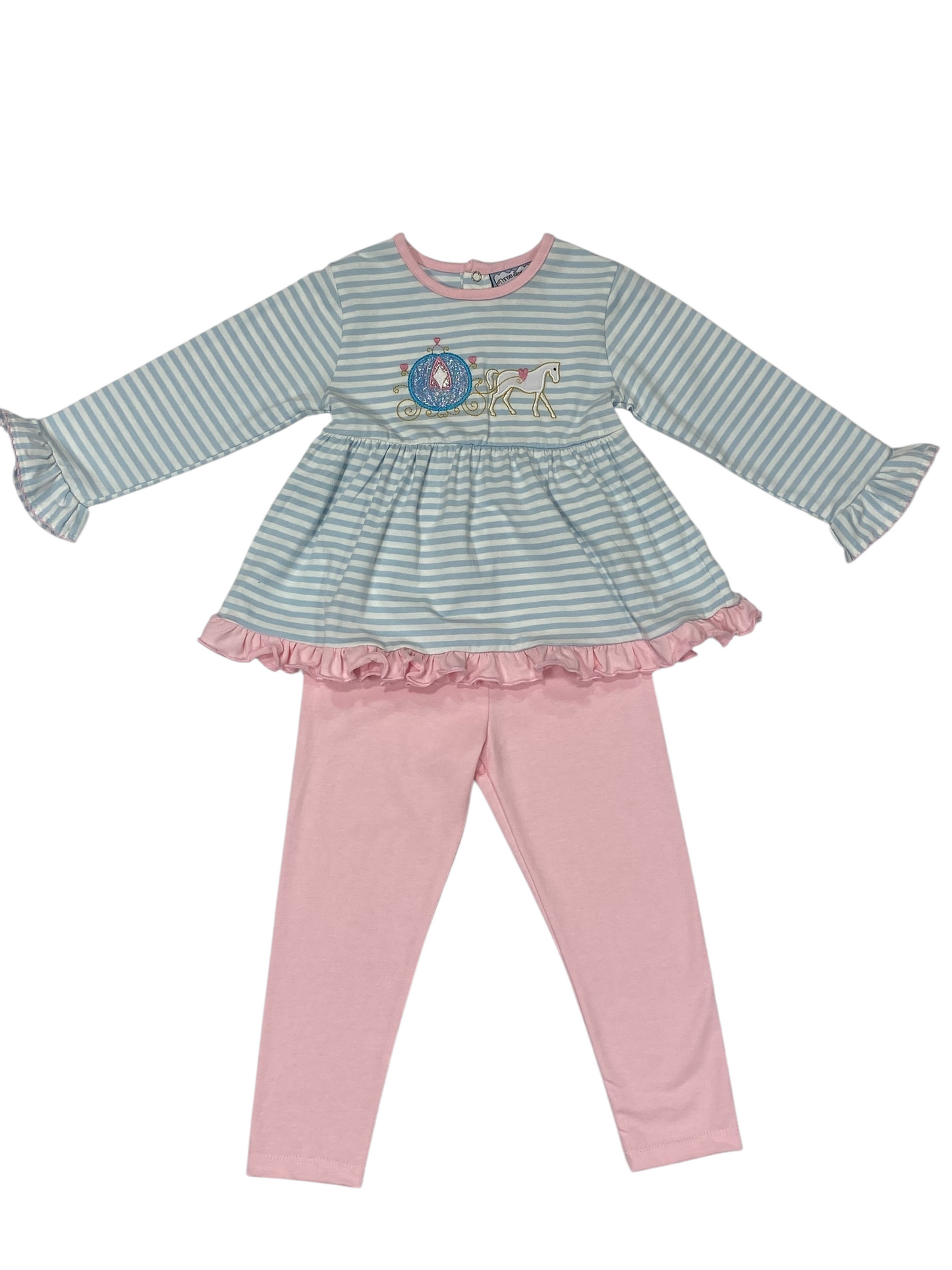 Girls Horse and Carriage Applique Pant Set by Three Sisters