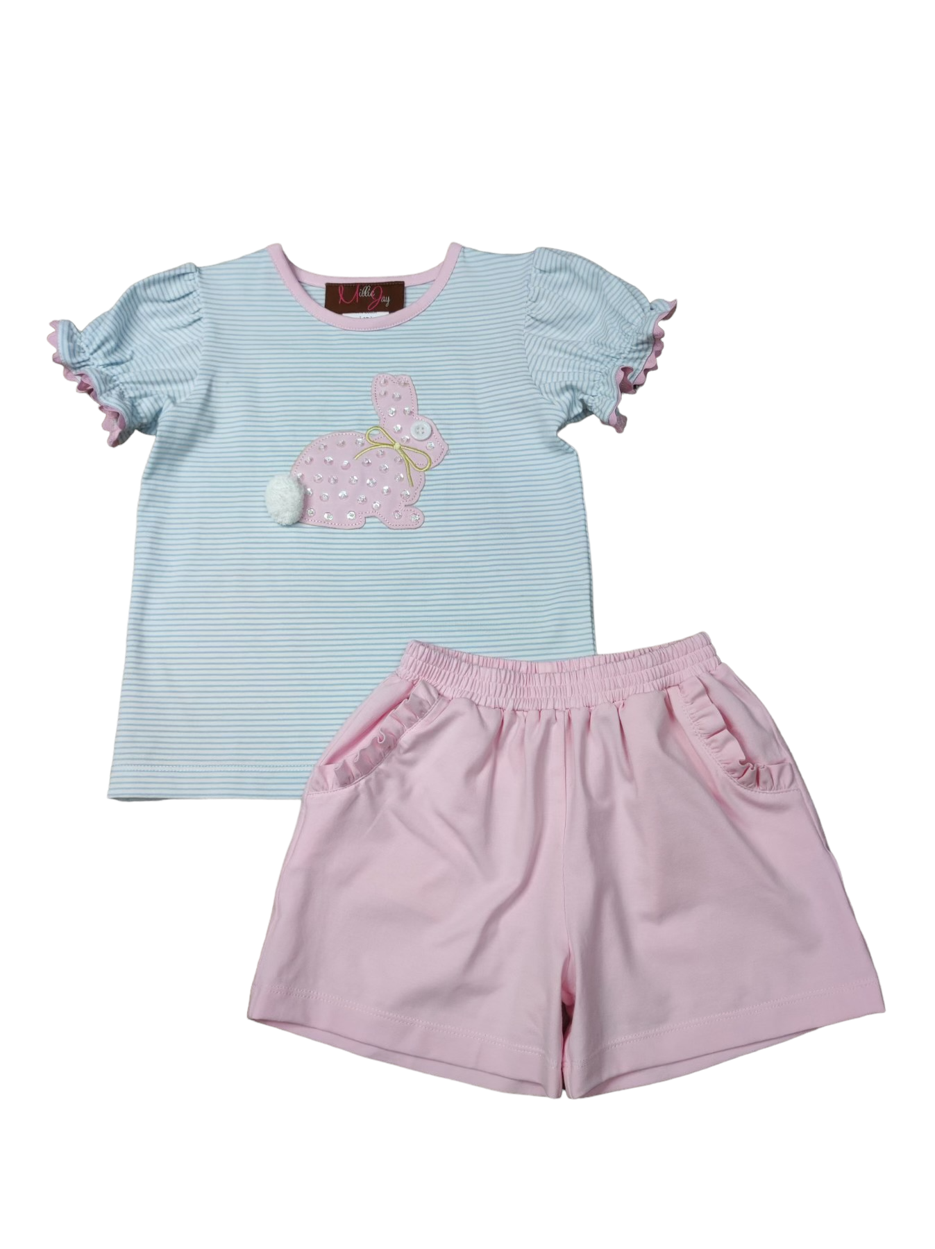 Girls Bunny Hop Applique Short Set by Millie Jay