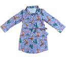 Girls Boot & Cactus Button Up Long Sleeve Dress by Shea Baby