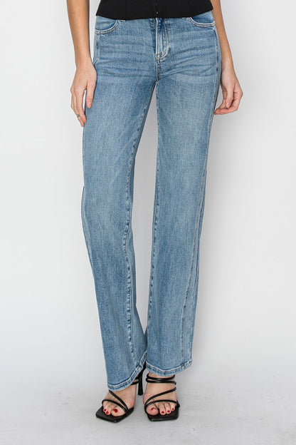 Ladies Mid Rise Straight Jeans by Risen Jeans-Medium