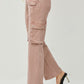 Ladies High Rise Cargo Straight Pants by Risen Jeans-Mauve