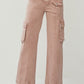 Ladies High Rise Cargo Straight Pants by Risen Jeans-Mauve