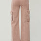Ladies High Rise Cargo Straight Pants by Risen Jeans-Mauve
