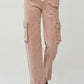 Ladies High Rise Cargo Straight Pants by Risen Jeans-Mauve