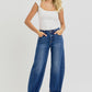 Ladies High Rise Barrel Jeans by Risen Jeans-Dark