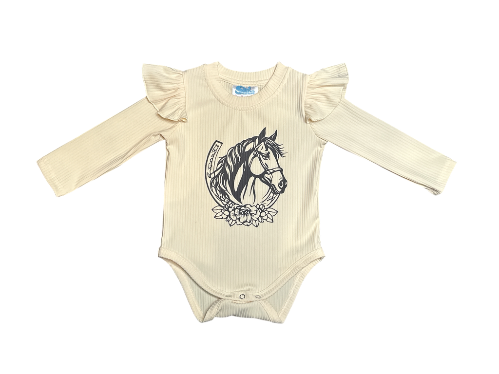 Girls Horseshoe Long Sleeve Onesie or Shirt by Shea Baby