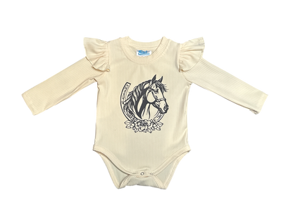 Girls Horseshoe Long Sleeve Onesie or Shirt by Shea Baby