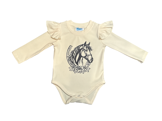 Girls Horseshoe Long Sleeve Onesie or Shirt by Shea Baby