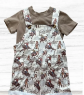 Boys Rodeo Bull Rider Romper Overall Set by Shea Baby