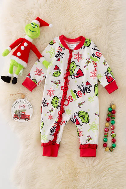 Baby Girls Grinch Christmas Onesie