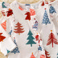 Baby Girls Christmas Tree Printed Onesie With Ruffle
