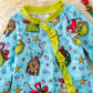 Baby Girls Grinch Christmas Onesie With Ruffle Trim-Blue
