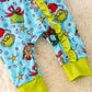 Baby Girls Grinch Christmas Onesie With Ruffle Trim-Blue