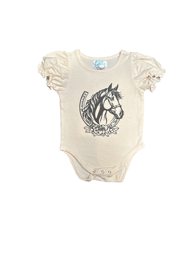 Girls Horseshoe S/S Onesie or Shirt by Shea Baby