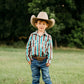 Boys Brown Stripe Vintage LS Pearl Snap Shirt by Shea Baby