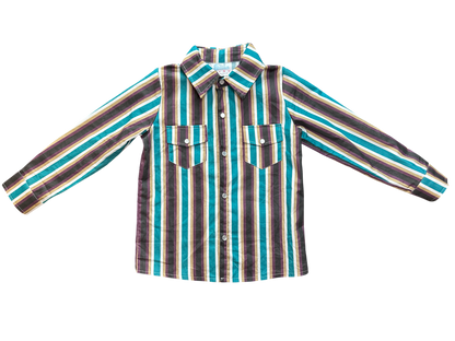 Boys Brown Stripe Vintage LS Pearl Snap Shirt by Shea Baby