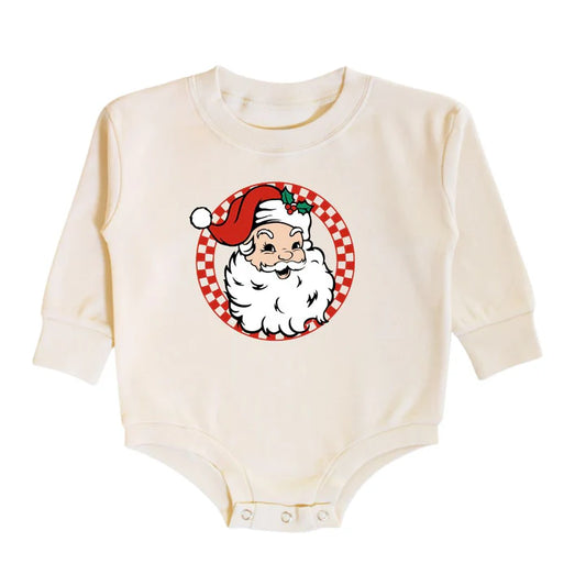 Boys Retro Santa Christmas L/S Romper by Sweet Wink