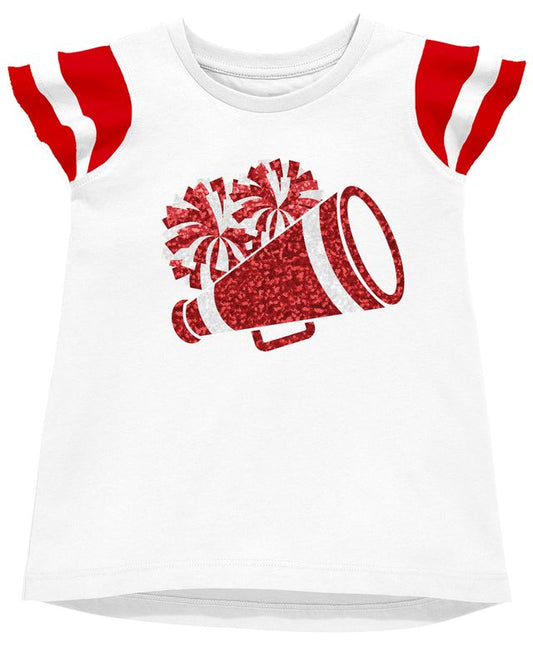Girls Red Shimmer Ruffle Sleeve Sequin Cheer Top by Azarhia