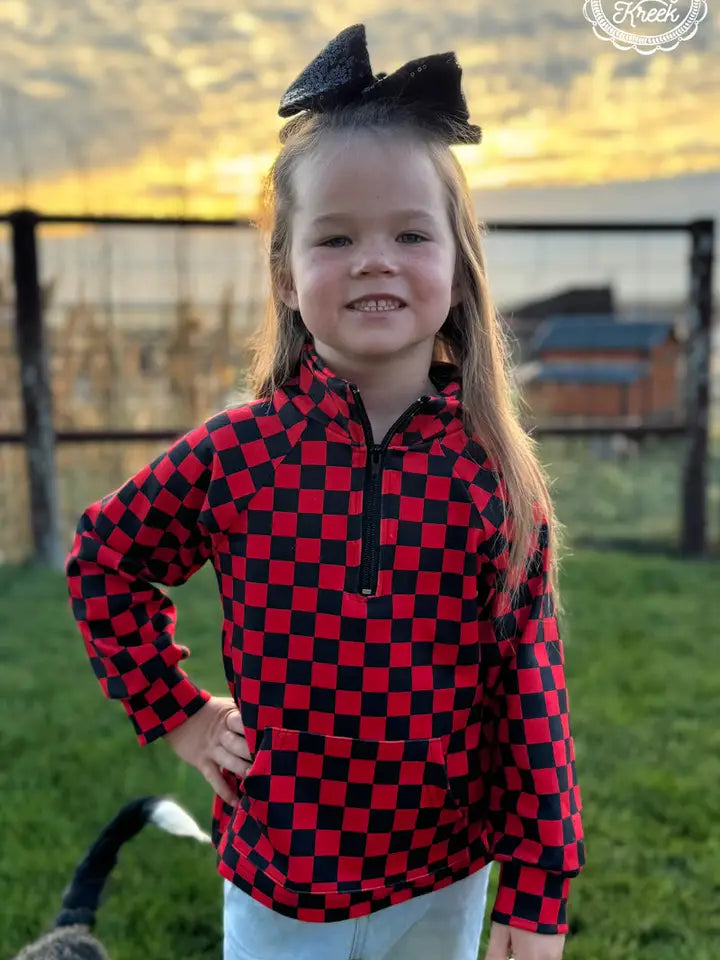 Kids Pep Rally Pullover - Red and Black