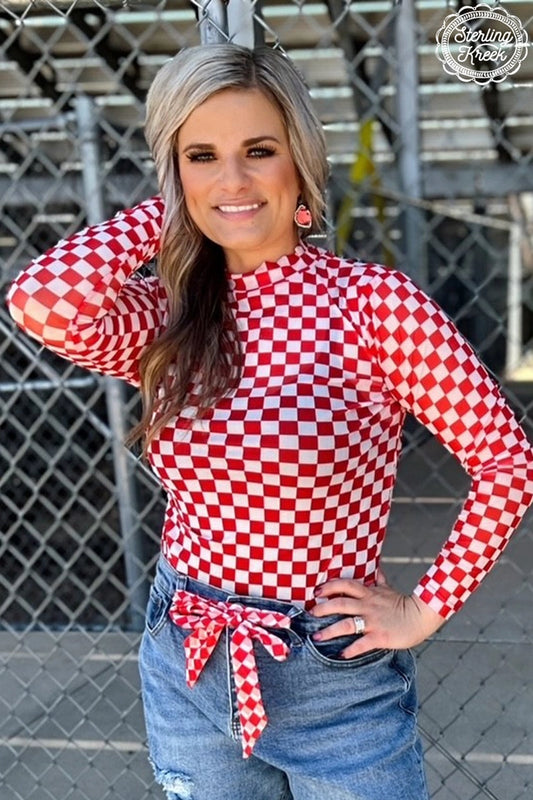 Ladies Pep Rally Mesh Top - Red and White