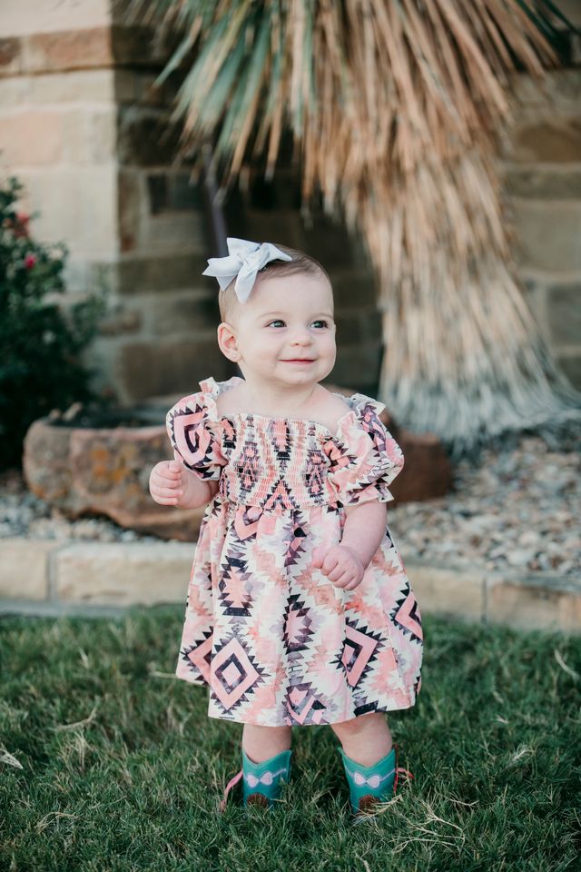 Girls Aztec Flutter Sleeve Dress by Shea Baby