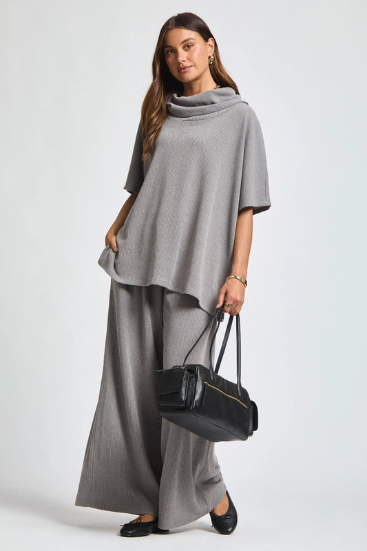 Ladies Cowl Neck Top and Relaxed Pants Set