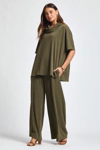 Ladies Cowl Neck Top and Relaxed Pants Set