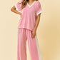 Ladies Rest Assured Ribbed Set-Pink