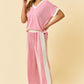 Ladies Rest Assured Ribbed Set-Pink