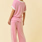 Ladies Rest Assured Ribbed Set-Pink