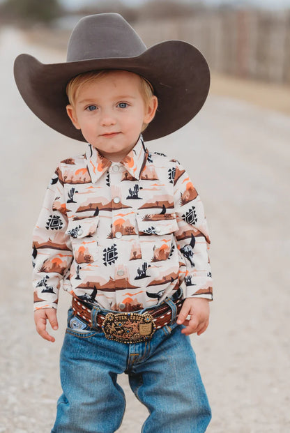 Desert Sky Long Sleeve Pearl Snap Onesie or Shirt by Shea Baby