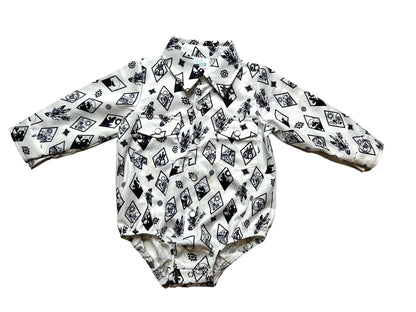 Boys Diamond L/S Pearl Snap Onesie or Shirt by Shea Baby