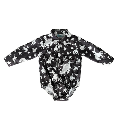 Boys Star Bronc L/S Pearl Snap Onesie or Shirt by Shea Baby