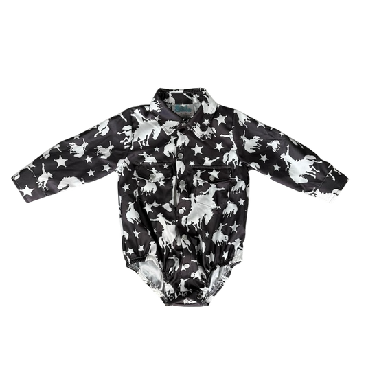 Boys Star Bronc L/S Pearl Snap Onesie or Shirt by Shea Baby