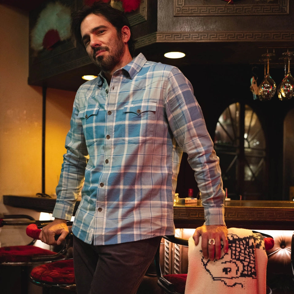 Men's Durango Flannel by Sendero-Blue/Cream