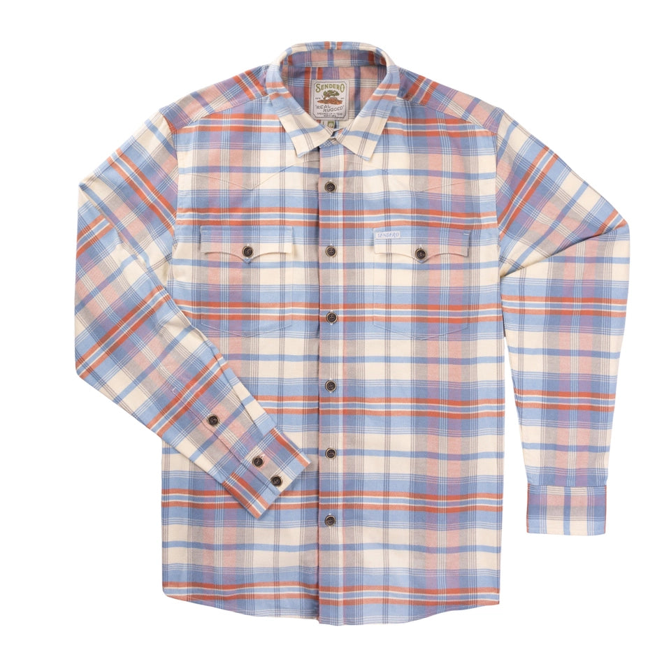 Men's Moab Stretch Flannel by Sendero-Blue/Red