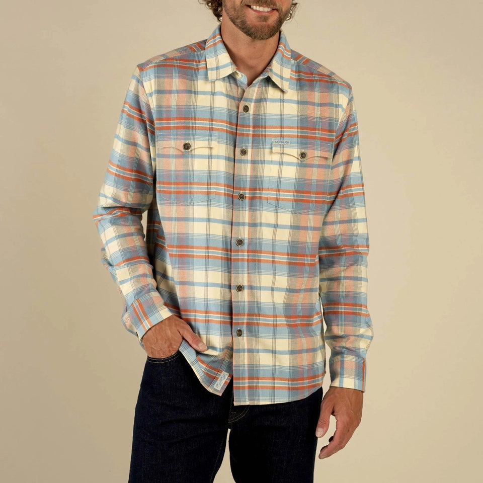Men's Moab Stretch Flannel by Sendero-Blue/Red